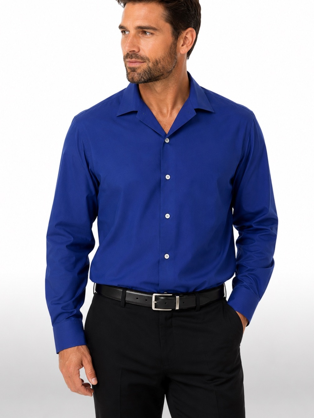 VERSA Collezioni Mens L 16-16.5 34/35 Royal Blue Dress Shirt vintage